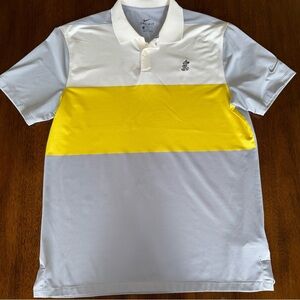 Nike Dri Fit Color Block Disney Mickey Mens Golf Polo Yellow Gray Size Medium